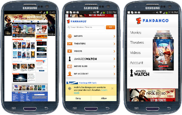 Mobile Site Fandango