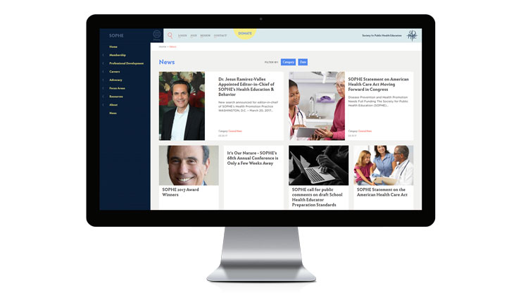 New pages | Website design for SOPHE