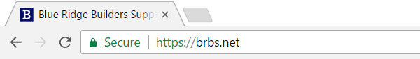 Blue Ridge Builder's Supply opted to implement SSL in 2016 to help with page ranking and to protect the login portal to their website's content management system.