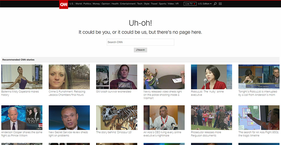 CNN.com's 404 error page