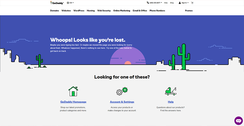 GoDaddy.com's page not found display