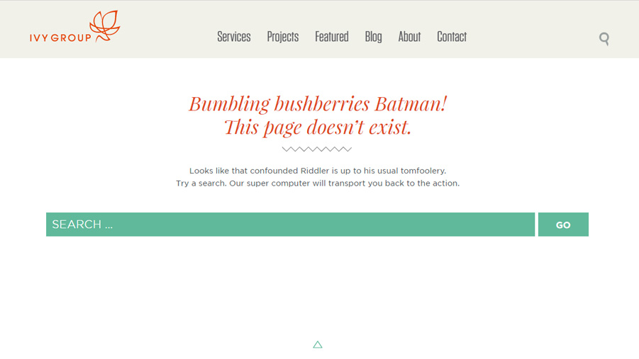 404 error page for Ivy Group