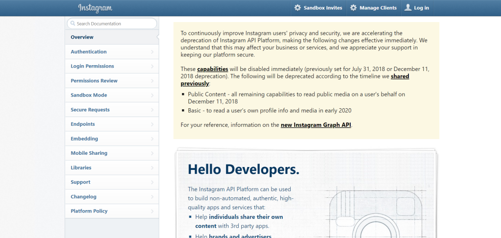 Notification from Facebook about the Instagram API