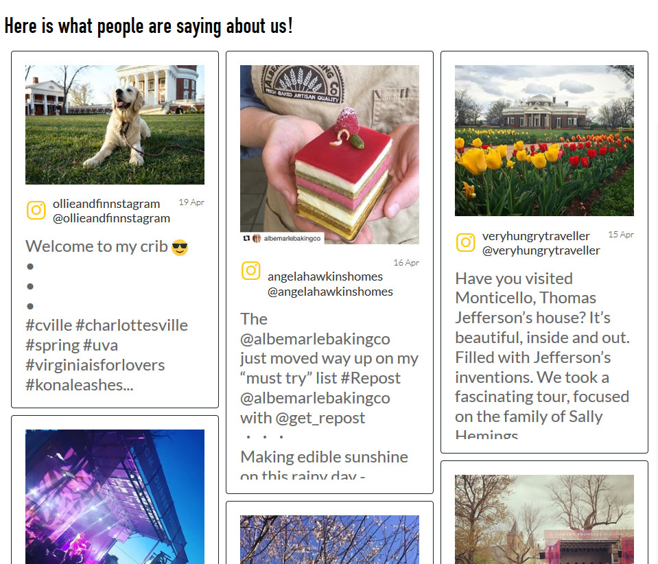 Charlottesville Albemarle Convention and Visitors Bureau's Instagram Feed