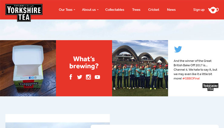 Yorkshire Tea's homepage