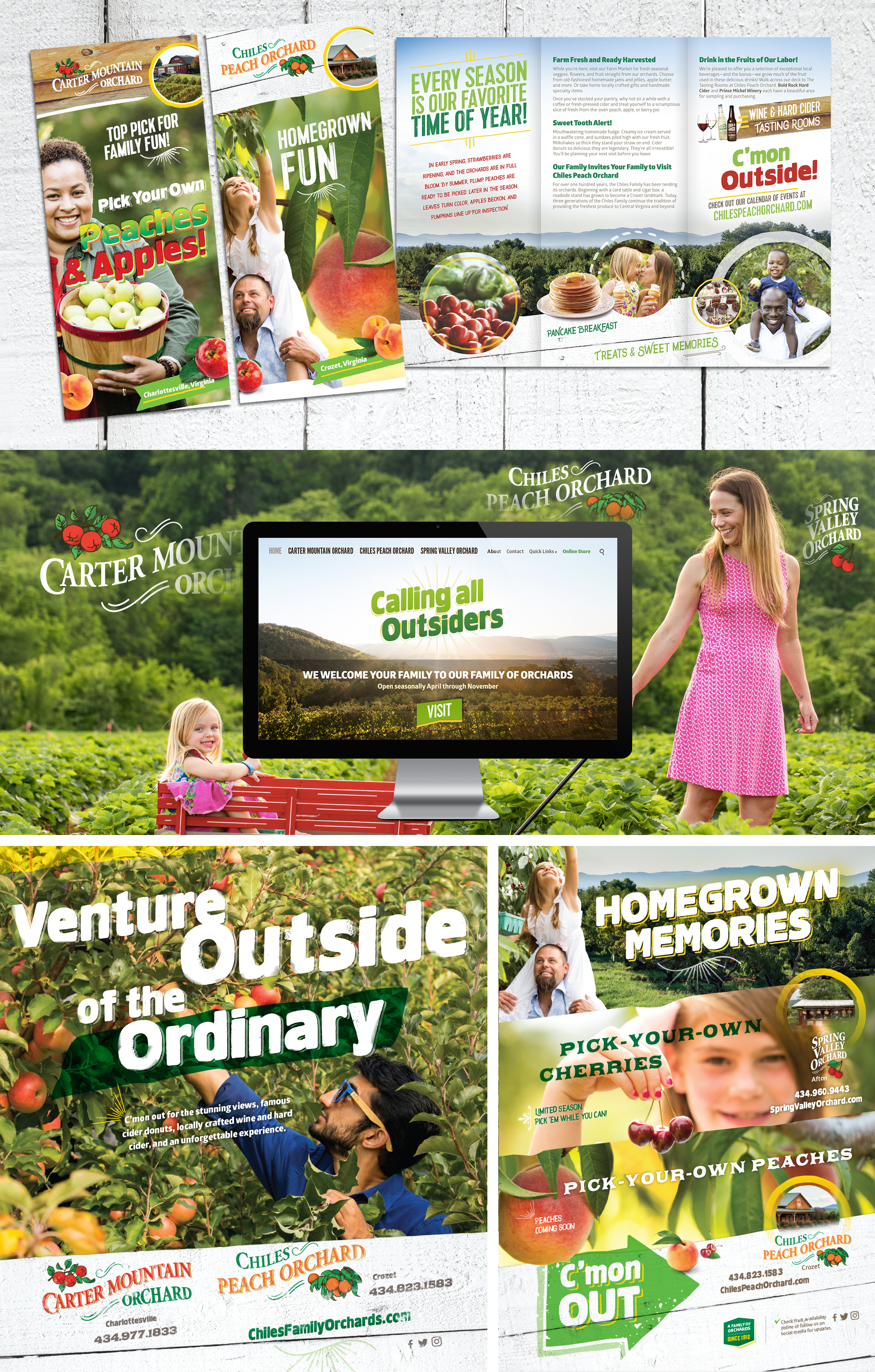 Collage of design collateral for Crown Orchard company - Chiles Family of Orchards
